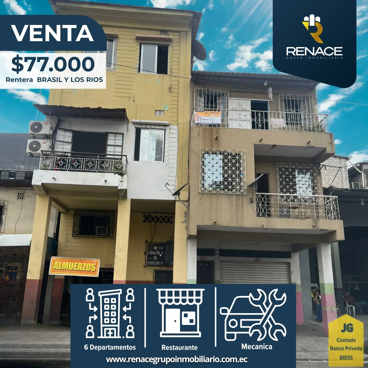 Venta Casa Rentera con 6 departamentos, 2 locales Centro-Sur de Guayaquil